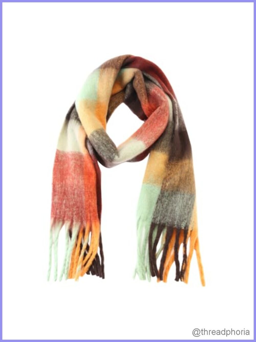 Oversized Plaid Scarf for Women with Tassels - Soft Acrylic Cashmere Feel